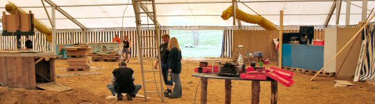 10. Jubil�ums-Beach-Party 2005: Aufbau in Sulzberg